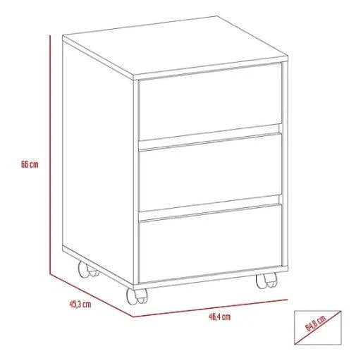 Archivador Kova, Wengue, con Tres Cajones
