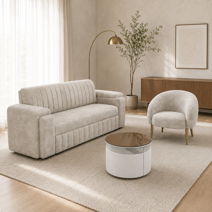 Juego de Sala Verona – Sofá, Poltrona y Mesa