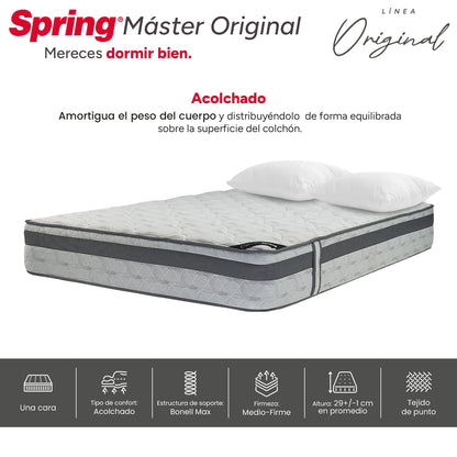 Combo Colchón Spring Master Original King 200X200 cm + Set Almohada Siliconada
