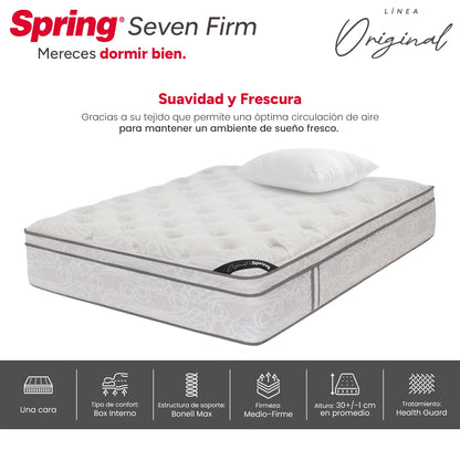 Combo Colchón Spring Seven Firm Doble 140X190 cm + Set Almohada Siliconada
