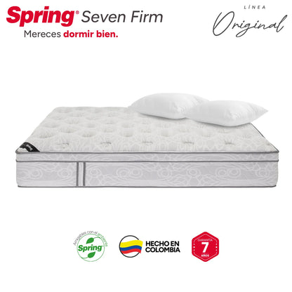 Combo Colchón Spring Seven Firm Queen 160X190 cm + Set Almohada Siliconada