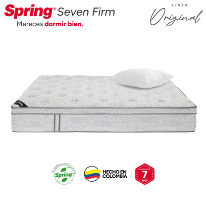 Combo Colchón Spring Seven Firm Doble 140X190 cm + Set Almohada Siliconada