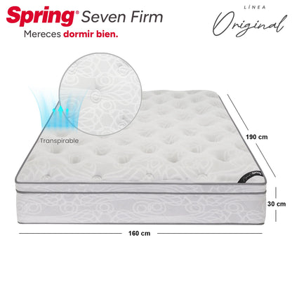 Combo Colchón Spring Seven Firm Queen 160X190 cm + Set Almohada Siliconada