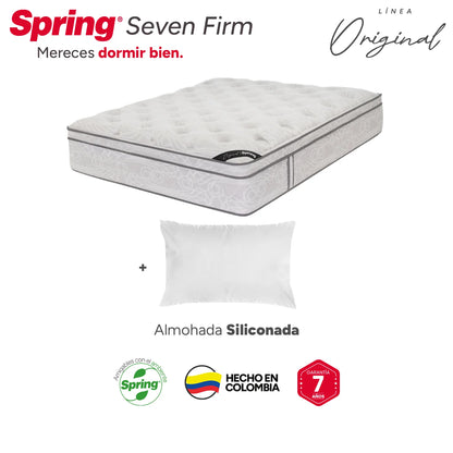 Combo Colchón Spring Seven Firm Doble 140X190 cm + Set Almohada Siliconada