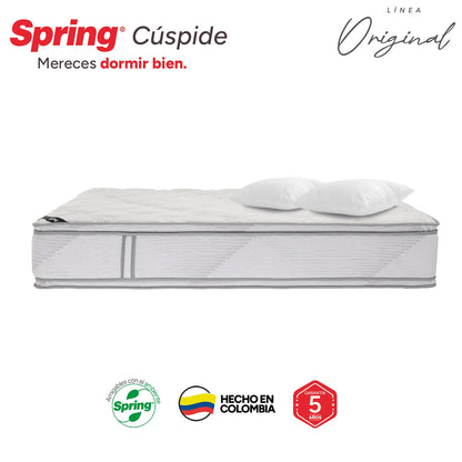 Combo Colchón Spring Cuspide-Queen 160X190 cm + Set Almohada Siliconada