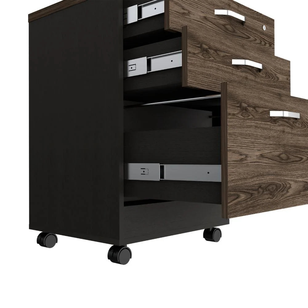 Archivador bajo Yuram, Avellana, Tres Cajones y un Cajón con Cerradura