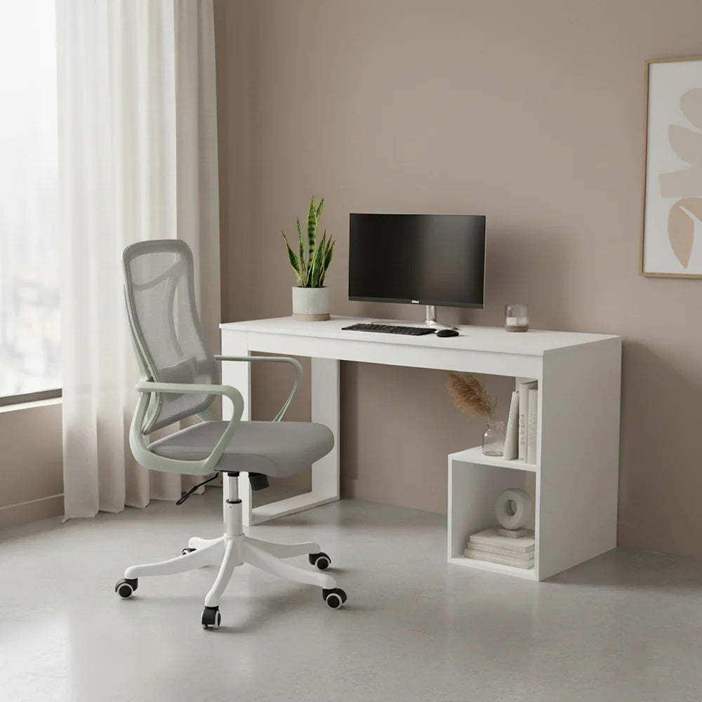 Silla de Escritorio Crown, Gris, Ergonómica con Altura Ajustable