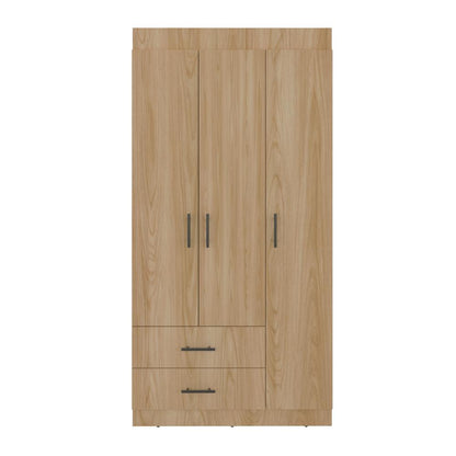 Closet Houston, Fresno Europeo y Wengue, Con Tres Puertas Batientes y Dos Cajones Con Amplio Espacio De Almacenamiento