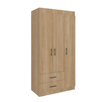Closet Houston, Fresno Europeo y Wengue, Con Tres Puertas Batientes y Dos Cajones Con Amplio Espacio De Almacenamiento