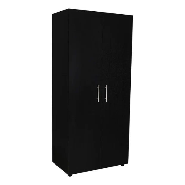 Closet Tera, Wengue y Negro, Dos Puertas Abatibles y Dos Tubos Cromados