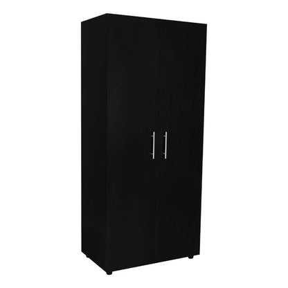 Closet Tera, Wengue y Negro, Dos Puertas Abatibles y Dos Tubos Cromados