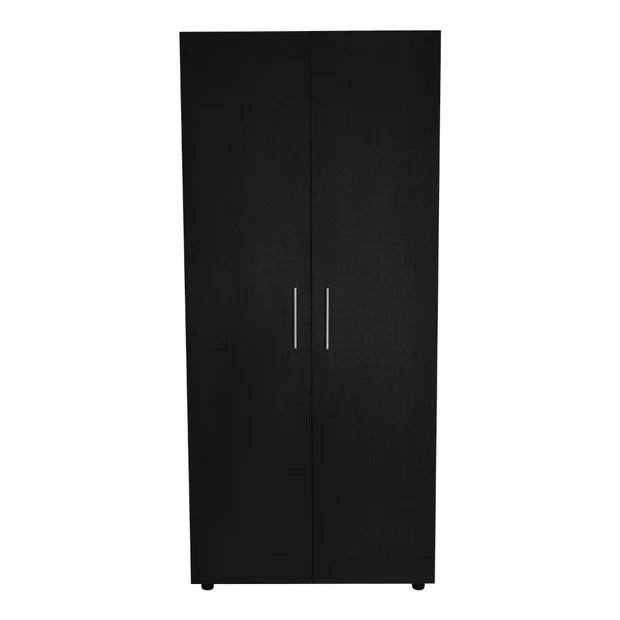 Closet Tera, Wengue y Negro, Dos Puertas Abatibles y Dos Tubos Cromados
