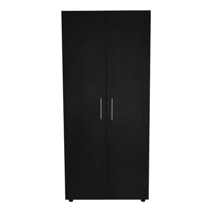 Closet Tera, Wengue y Negro, Dos Puertas Abatibles y Dos Tubos Cromados