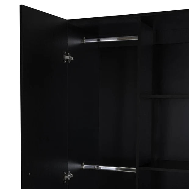 Closet Tera, Wengue y Negro, Dos Puertas Abatibles y Dos Tubos Cromados