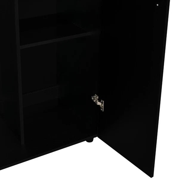 Closet Tera, Wengue y Negro, Dos Puertas Abatibles y Dos Tubos Cromados