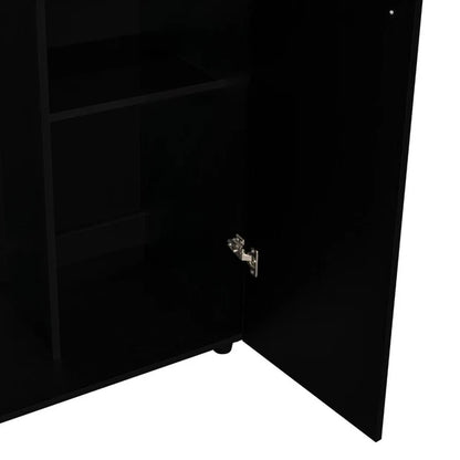 Closet Tera, Wengue y Negro, Dos Puertas Abatibles y Dos Tubos Cromados