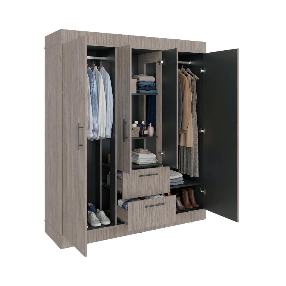 Closet Aura, Positano y Wengue, Con 4 Puertas y 2 Cajones