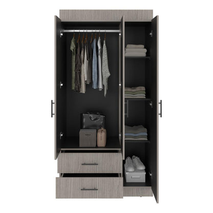 Closet Houston, Positano y Wengue, Con Tres Puertas Batientes y Dos Cajones Con Amplio Espacio De Almacenamiento