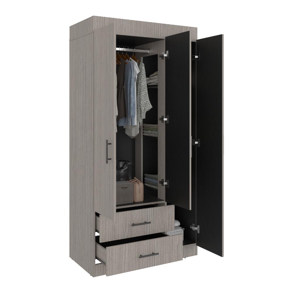 Closet Houston, Positano y Wengue, Con Tres Puertas Batientes y Dos Cajones Con Amplio Espacio De Almacenamiento
