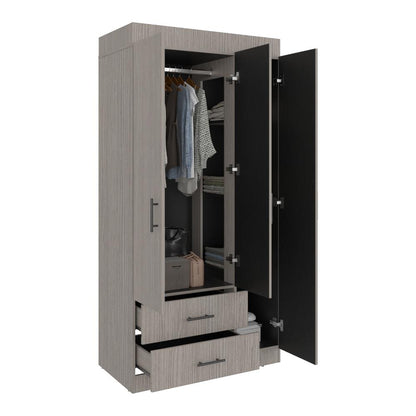 Closet Houston, Positano y Wengue, Con Tres Puertas Batientes y Dos Cajones Con Amplio Espacio De Almacenamiento