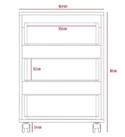 Archivador Kova, Wengue, con Tres Cajones