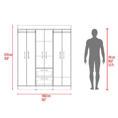 Closet Aura, Fresno Europeo y Wengue, con 6 puertas y 2 cajones