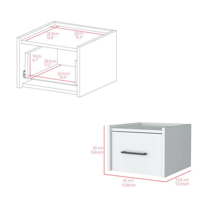 Mesa de Noche Flotante Boa, Blanco, con Espacio para Colocar Objetos Decorativos ZF