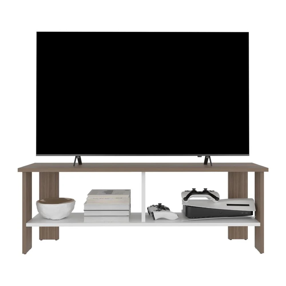 Mesa para TV Navi, Avellana y Blanco Duqueza, para Televisor hasta 55 Pulgadas