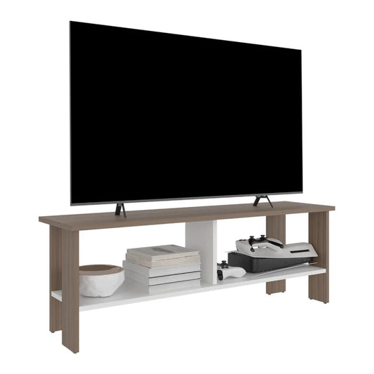 Mesa para TV Navi, Avellana y Blanco Duqueza, para Televisor hasta 55 Pulgadas