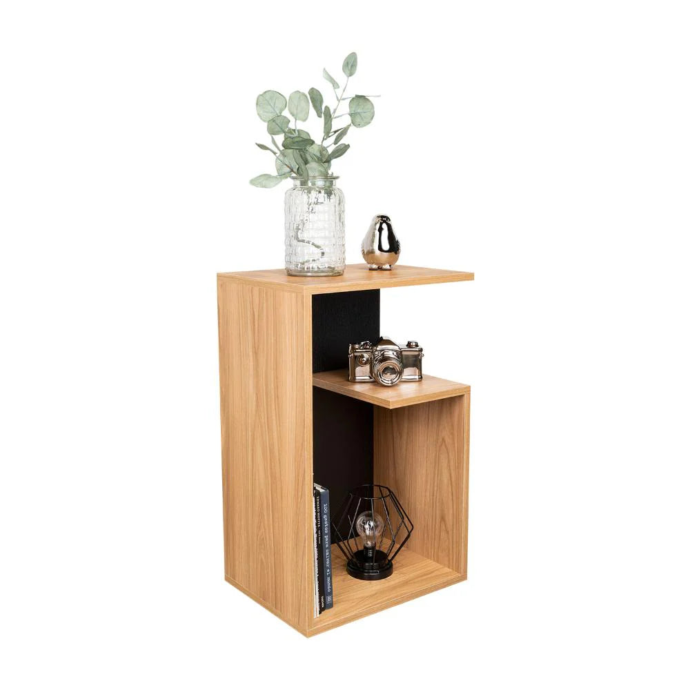 Mesa Auxiliar Evert, Fresno Europeo y Wengue, con Diseño Moderno y Espacio para Ubicar Objetos