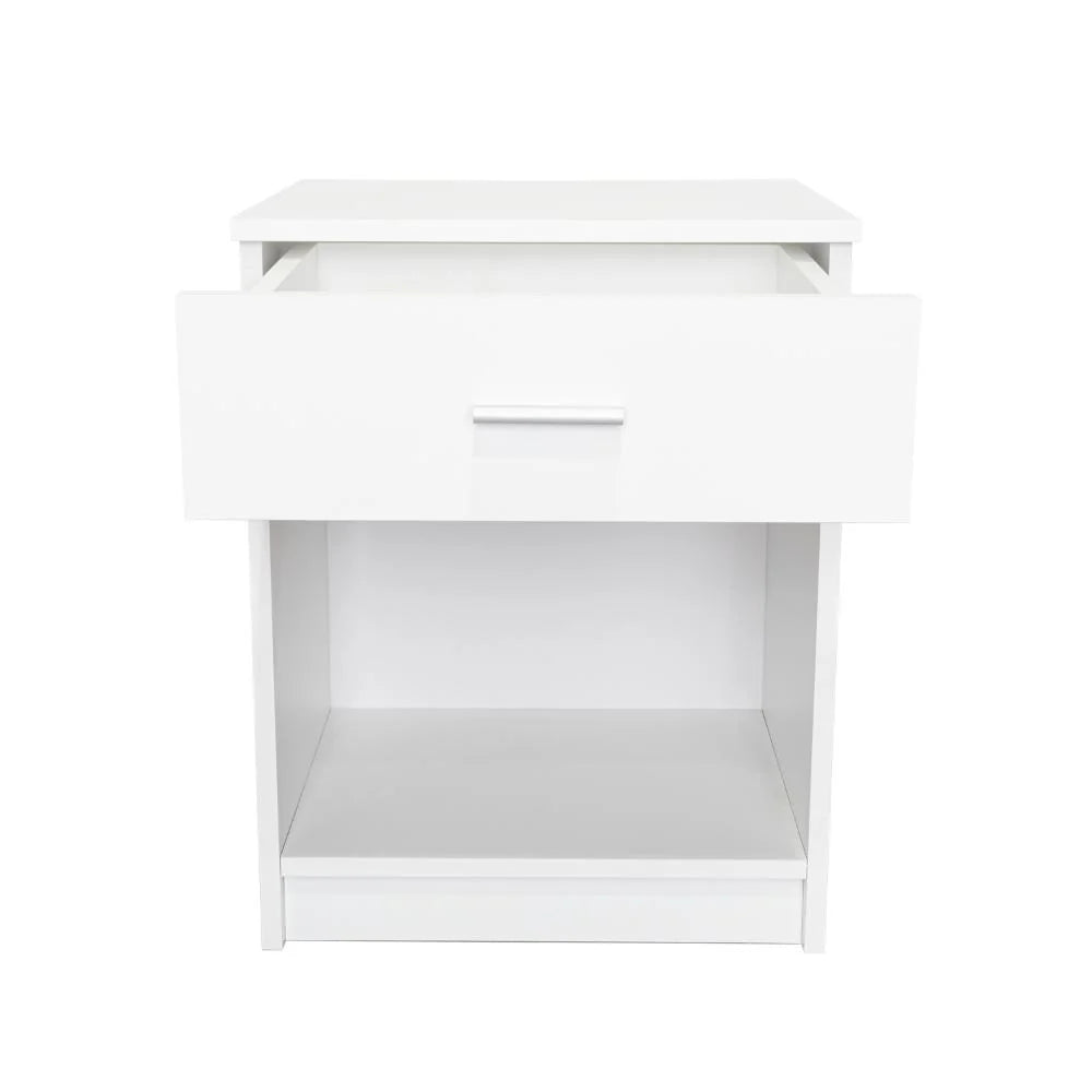 Mesa de Noche Bonaire, Blanco Vainilla, con un Cajón Multiuso