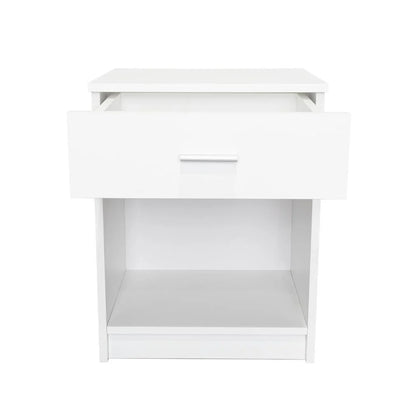 Mesa de Noche Bonaire, Blanco Vainilla, con un Cajón Multiuso