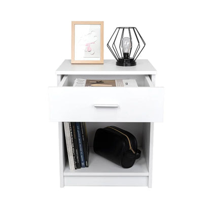 Mesa de Noche Bonaire, Blanco Vainilla, con un Cajón Multiuso