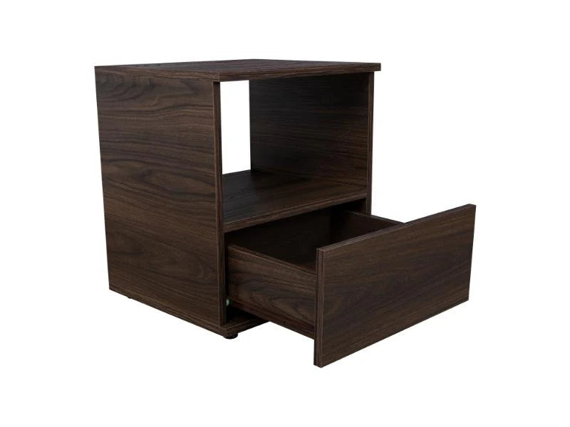 Mesa de Noche Camel, Caoba, con un Cajón Inferior Deslizable