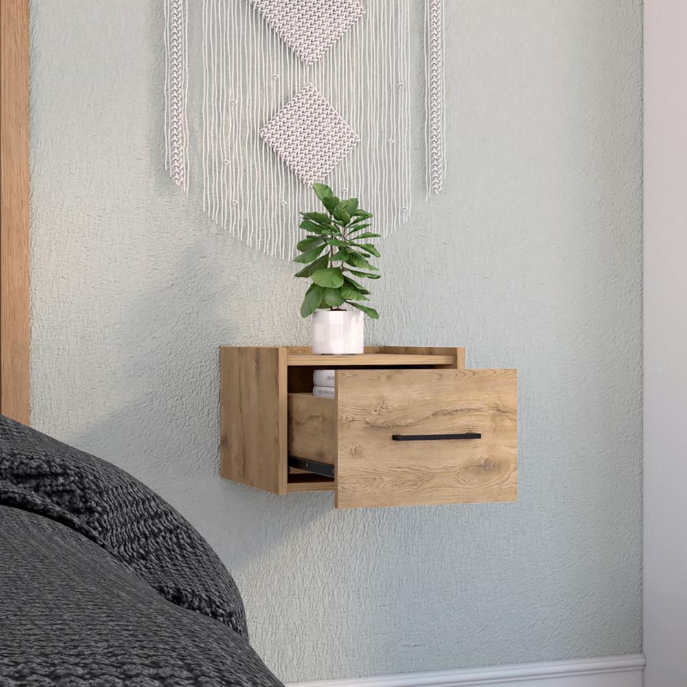 Mesa de Noche Flotante Boa, Macadamia, con Espacio para Colocar Objetos Decorativos ZF
