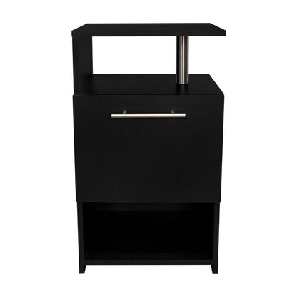 Mesa de Noche Alta Jena, Wengue, con Cajón para Guardar Objetos