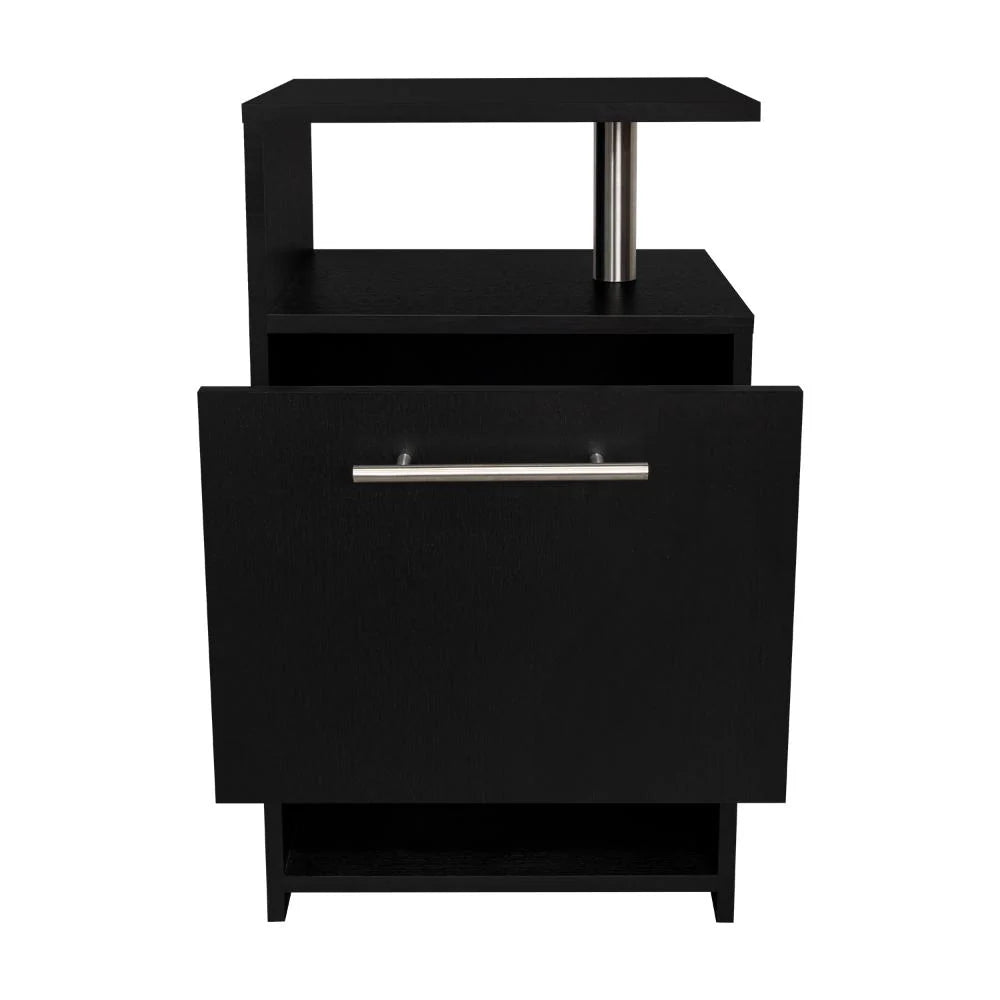 Mesa de Noche Alta Jena, Wengue, con Cajón para Guardar Objetos