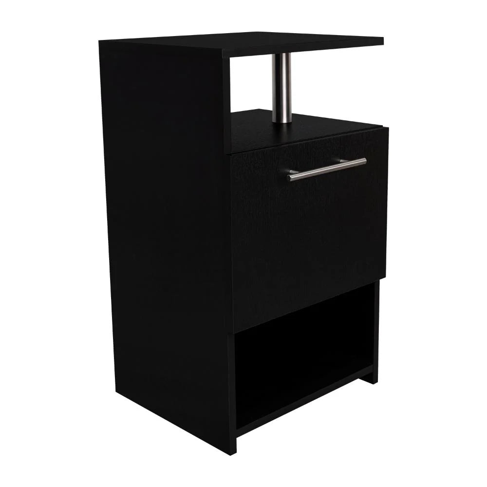Mesa de Noche Alta Jena, Wengue, con Cajón para Guardar Objetos