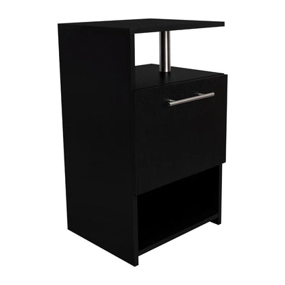 Mesa de Noche Alta Jena, Wengue, con Cajón para Guardar Objetos