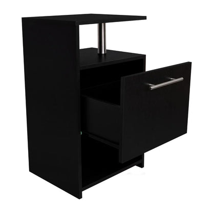 Mesa de Noche Alta Jena, Wengue, con Cajón para Guardar Objetos