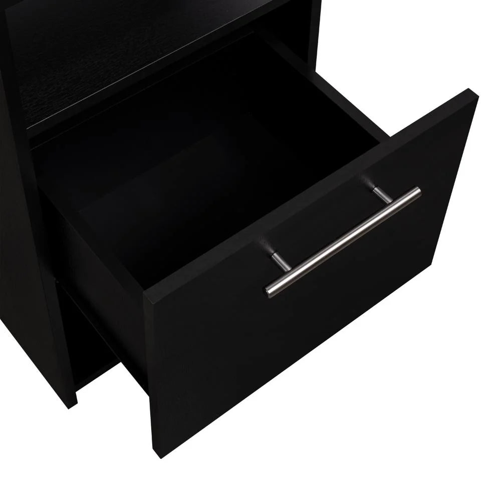 Mesa de Noche Alta Jena, Wengue, con Cajón para Guardar Objetos