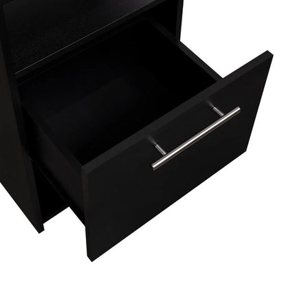 Mesa de Noche Alta Jena, Wengue, con Cajón para Guardar Objetos