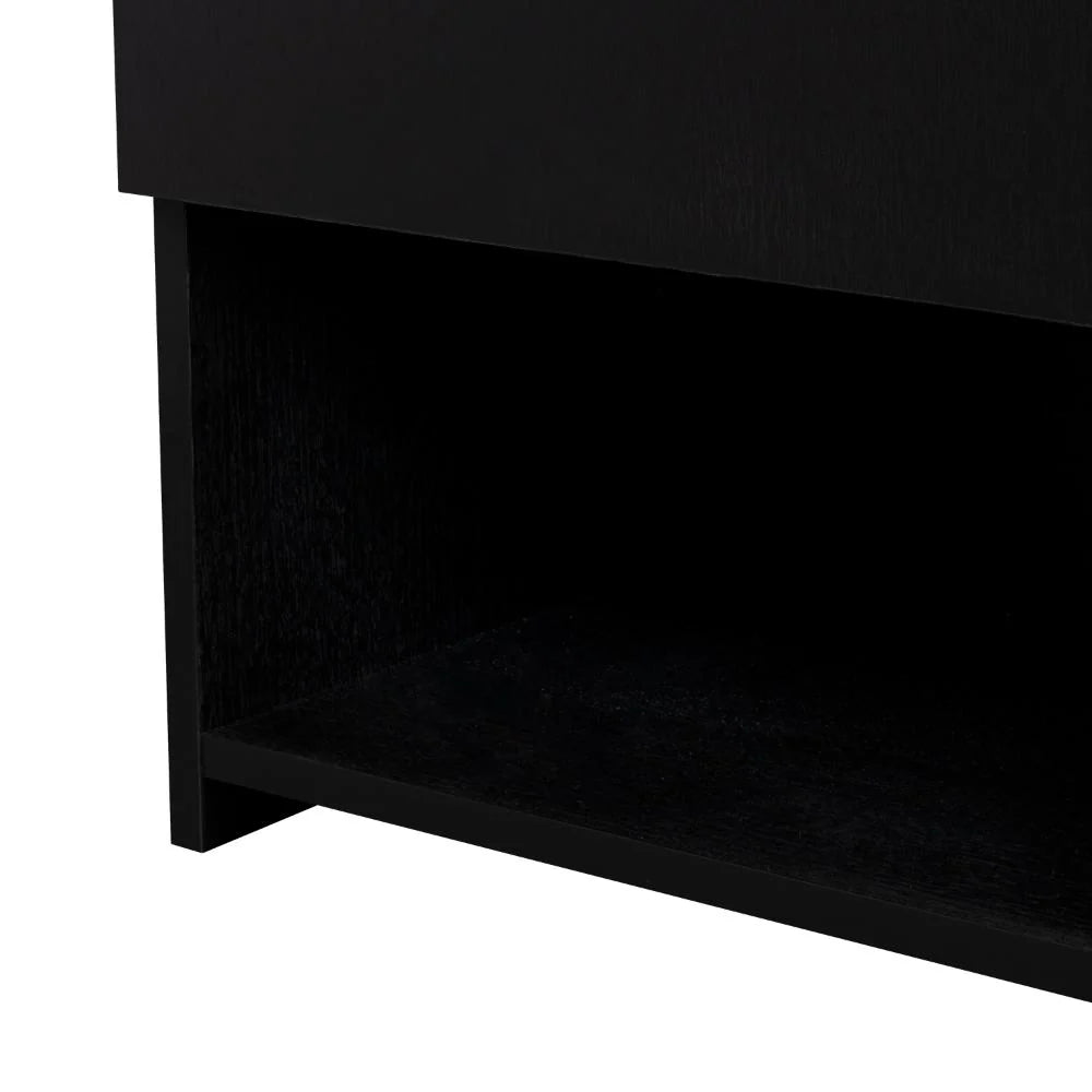 Mesa de Noche Alta Jena, Wengue, con Cajón para Guardar Objetos