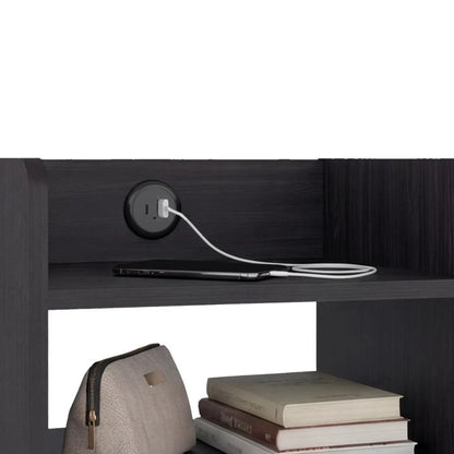 Mesa de Noche Didi USB, Kronos Wengue, con Espacio para Almacenar Objetos Pequeños ZF