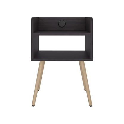 Mesa de Noche Didi USB, Kronos Wengue, con Espacio para Almacenar Objetos Pequeños ZF