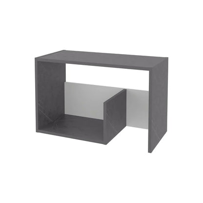 Mesa Auxiliar Evert, Piedra y Blanco Duqueza, con Diseño Moderno y Espacio para Ubicar Objetos ZF