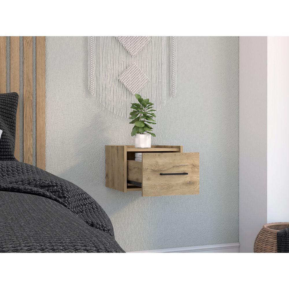 Mesa de Noche Flotante Boa, Macadamia, con Espacio para Colocar Objetos Decorativos