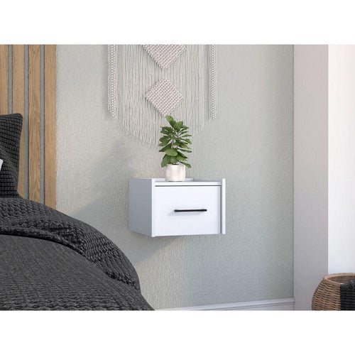 Mesa de Noche Flotante Boa, Blanco, con Espacio para Colocar Objetos Decorativos ZF