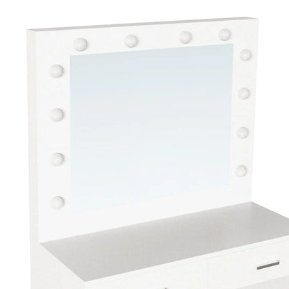 Tocador con Luces LED Bella, Blanco Mate, Incluye la Silla
