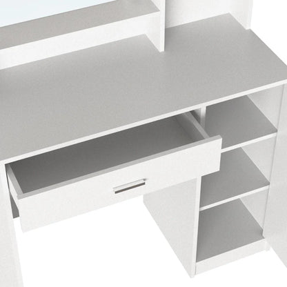 Tocador con Luces LED Aura, Blanco Mate, Incluye la Silla